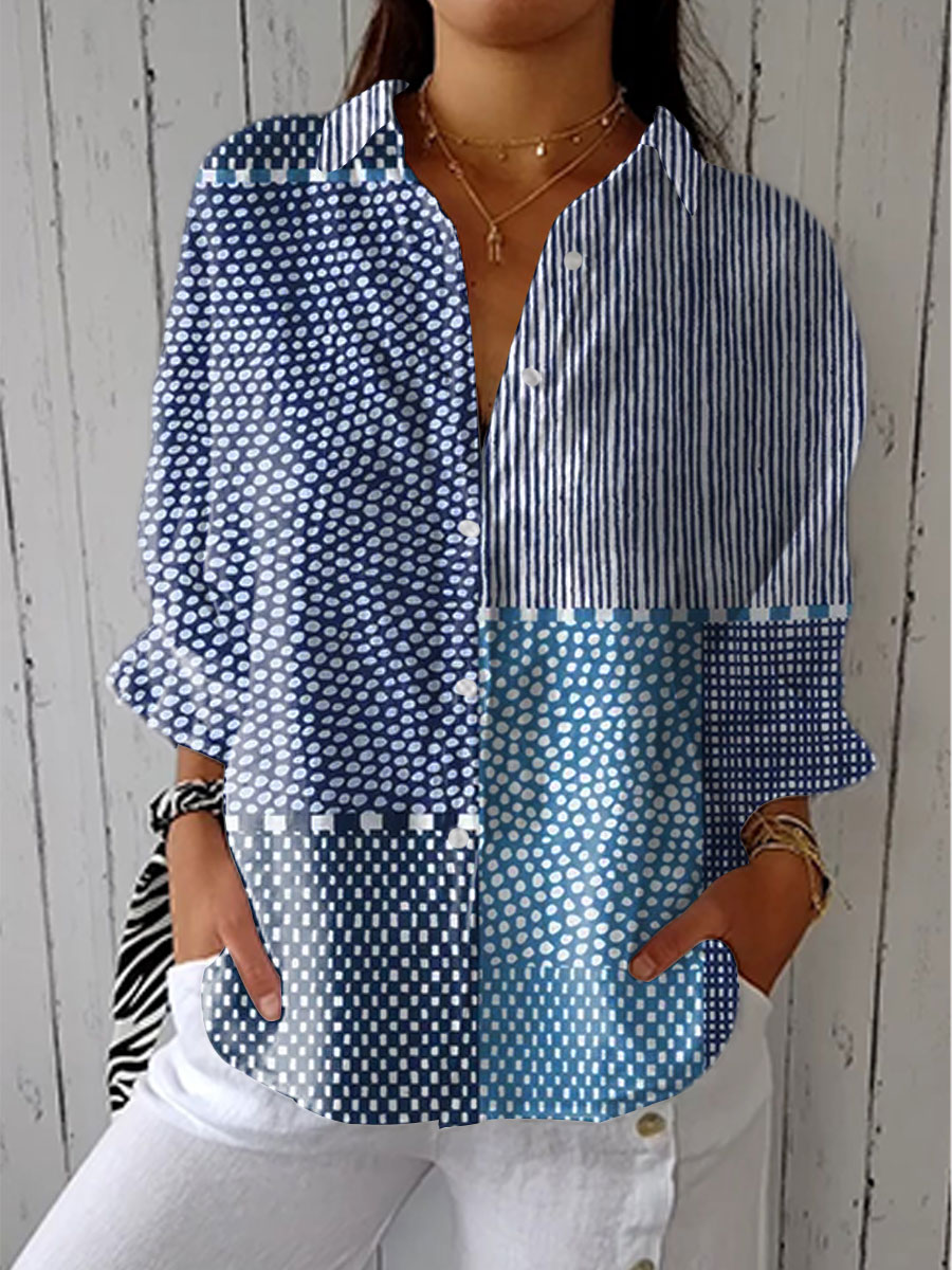 Jolie - Ocean Patchwork Bluse