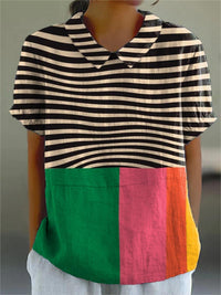 Eva - Bold Stripes and Color Block Shirt