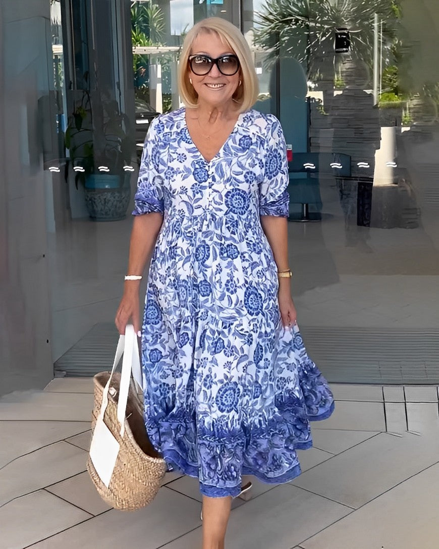 Keisha - Florales Kleid mit V-Ausschnitt