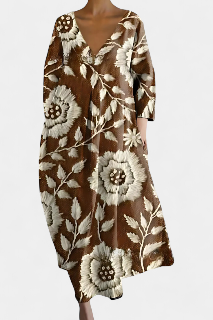 Beatrix - Bequemes V-Ausschnitt-Kleid