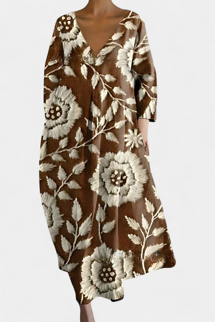 Beatrix - Bequemes V-Ausschnitt-Kleid