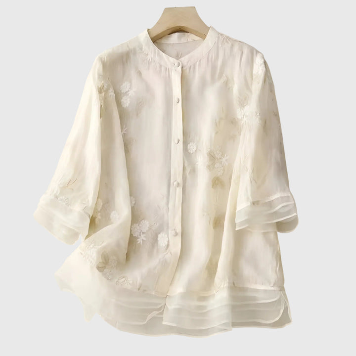 Edena - Elegantes Top mit Bestickten Blumen