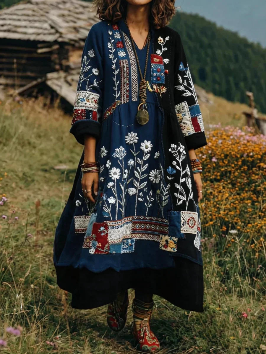Trisha - Lässiges Langarmkleid mit floralem Druck