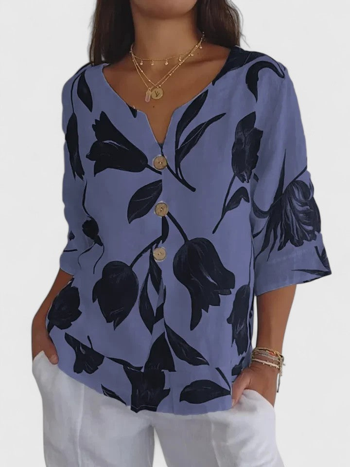 Zaria - Bequeme V-Ausschnitt Bluse