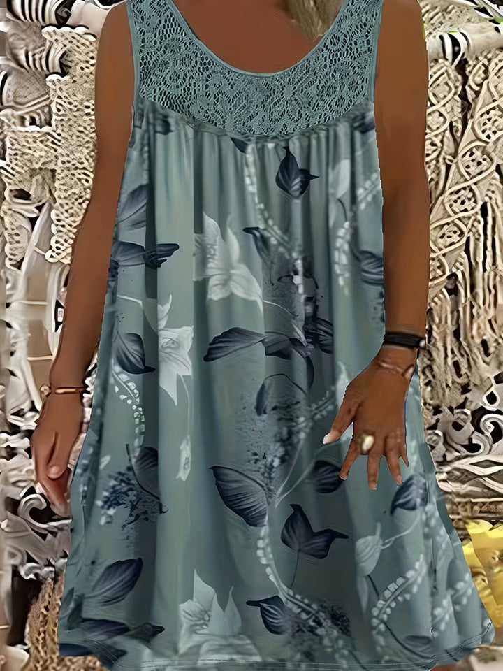 Zyra - Lockeres ärmelloses Midikleid mit Rundhalsausschnitt