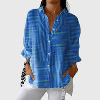 Feline - Azure Stripe Bluse