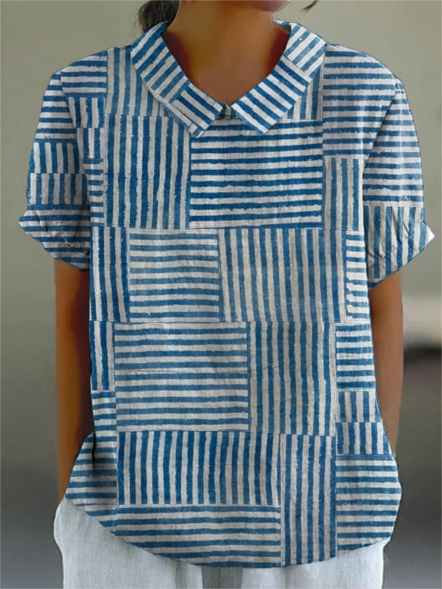 Amelia - Gestreiftes Patchwork-Hemd