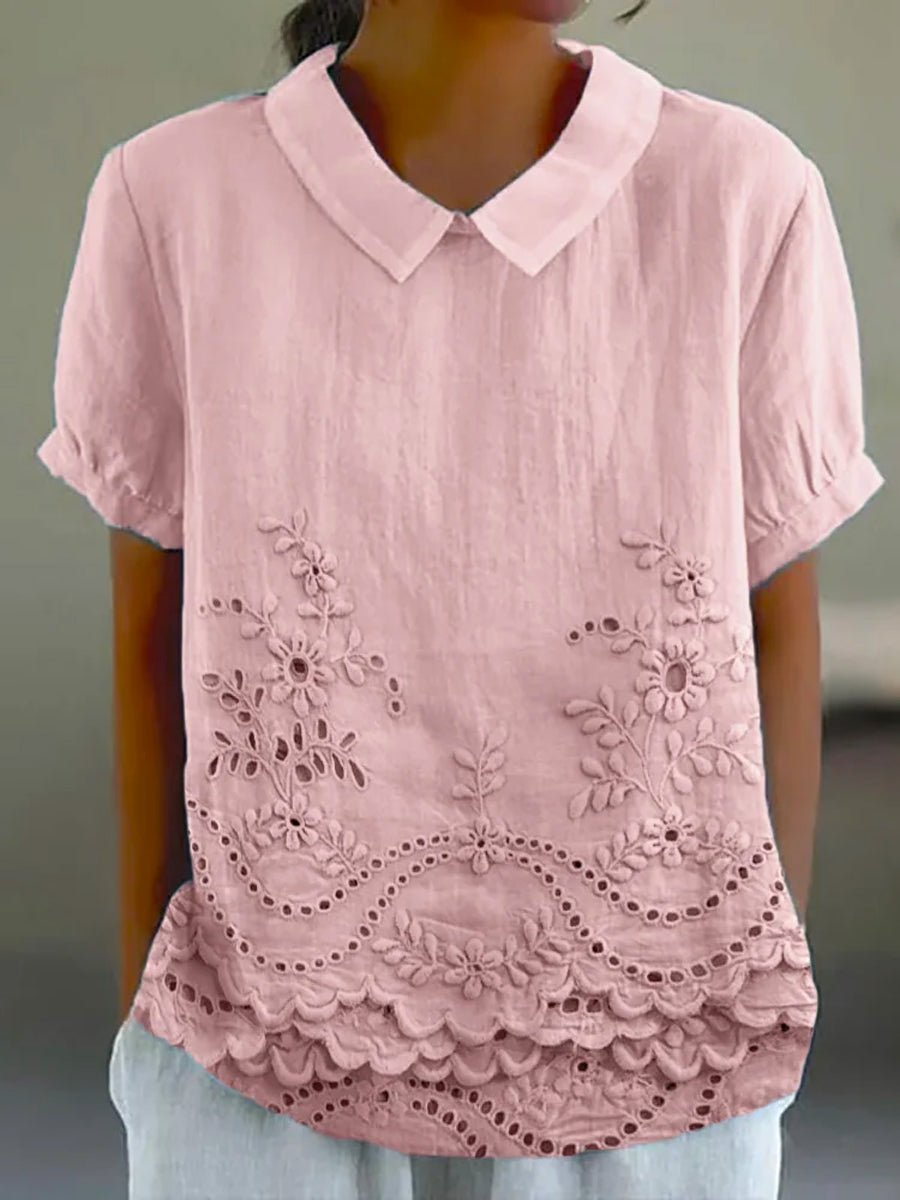 Lily - Floral Besticktes Shirt
