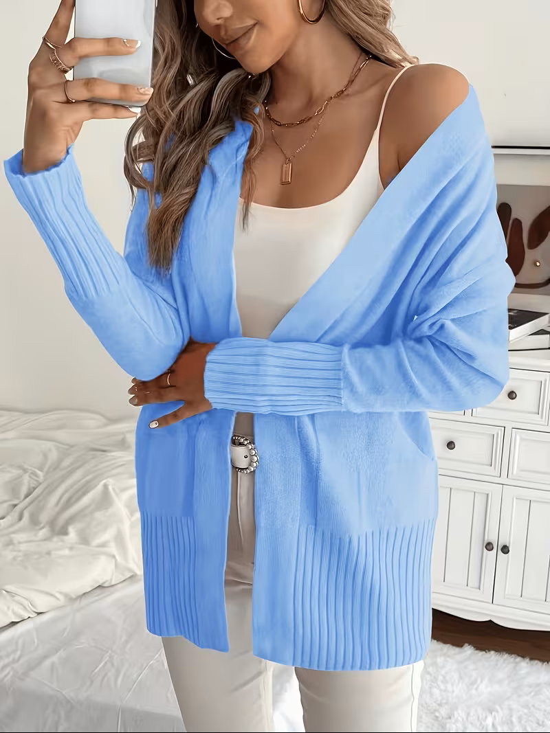 Edelrika | Damen Offene Oversize-Strickjacke