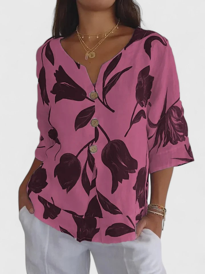 Zaria - Bequeme V-Ausschnitt Bluse