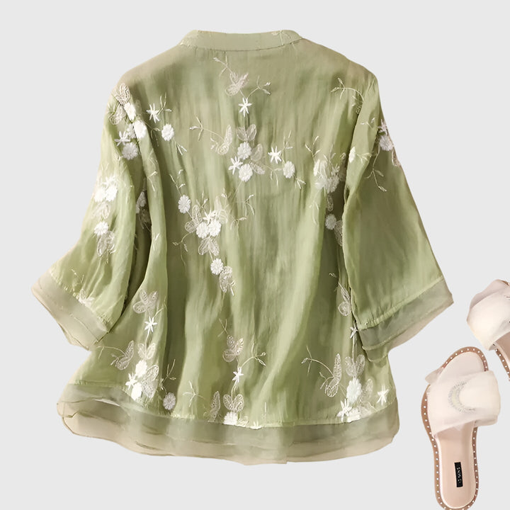 Edena - Elegantes Top mit Bestickten Blumen