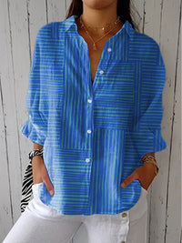 Ensley - Azure Streifenbluse