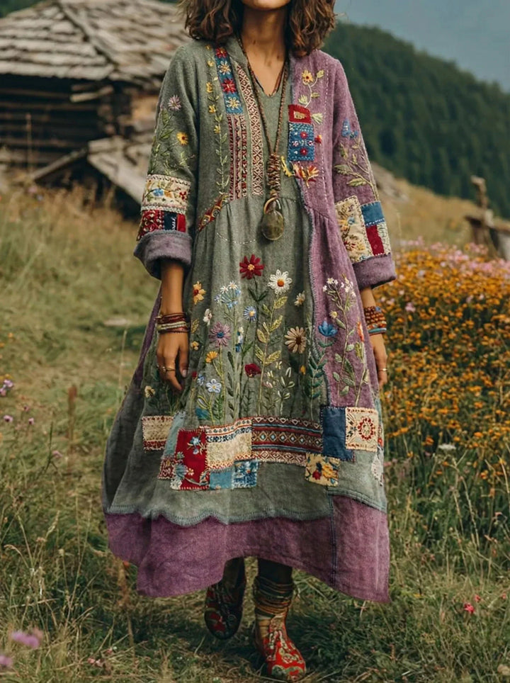 Trisha - Lässiges Langarmkleid mit floralem Druck