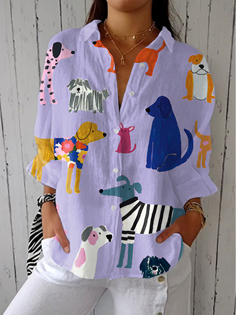 Kimber - Verspielt Hunde Bluse