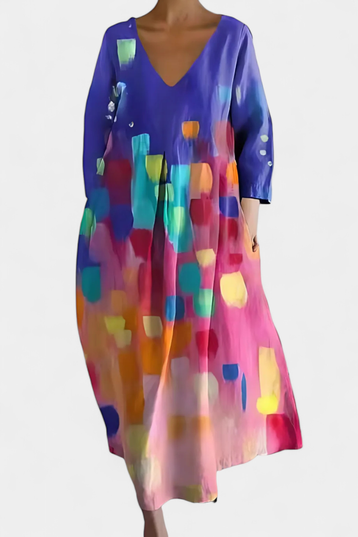 Beatrix - Bequemes V-Ausschnitt-Kleid