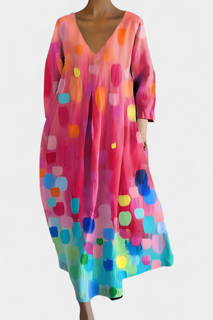 Beatrix - Bequemes V-Ausschnitt-Kleid