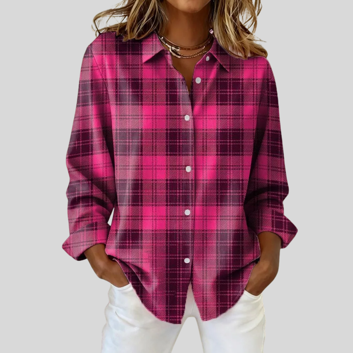 Adeline - Damen Freizeit Retro Karobluse