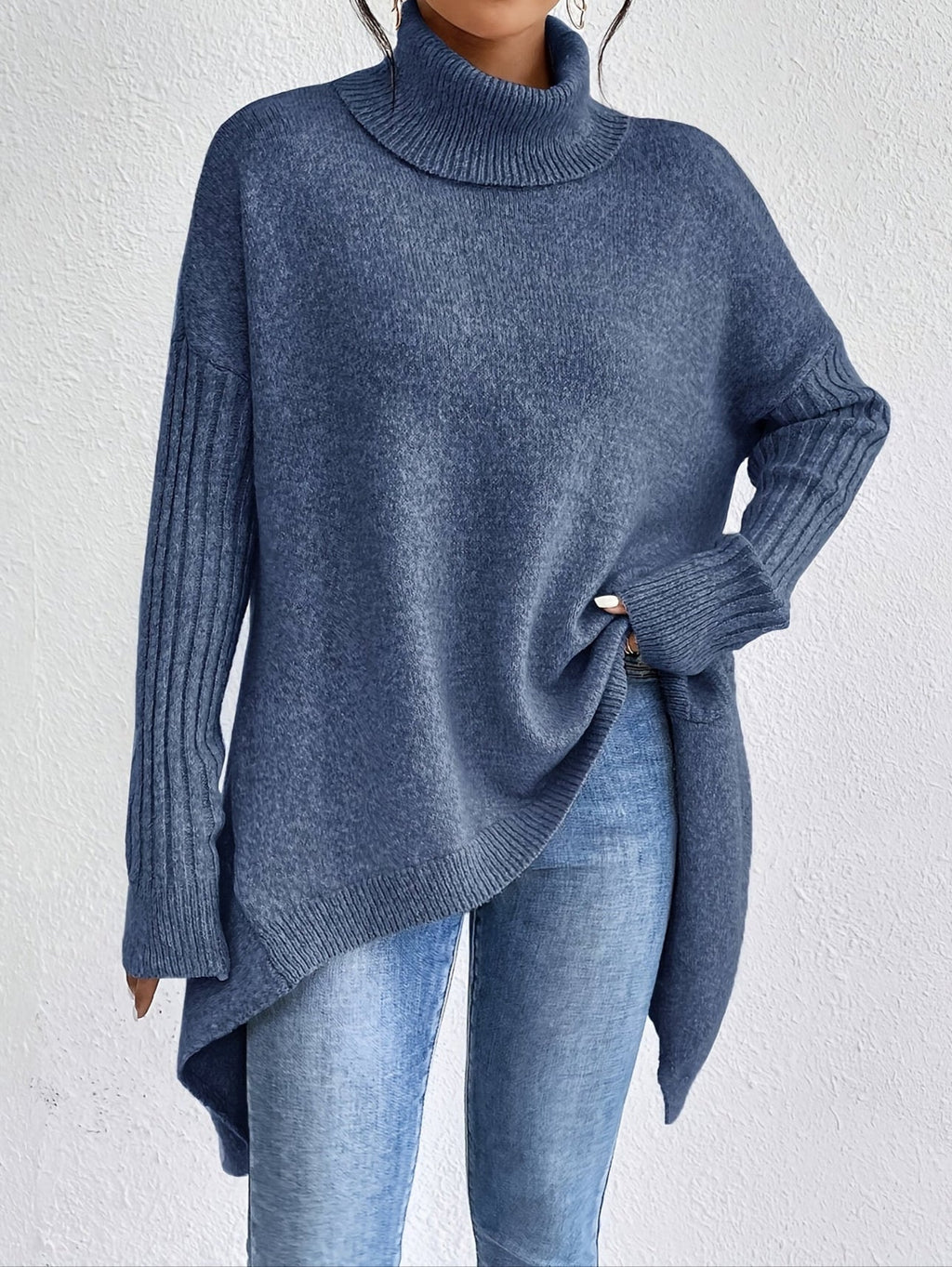 Hedrun | Damen Oversized Rollkragen Strickpullover