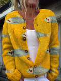 Hildrun | Damen Cardigan mit Print - Strickjacke