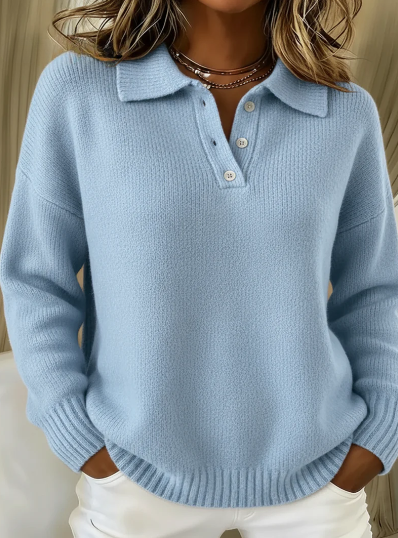 Ingrun | Damen Pullover mit Polokragen aus Strick
