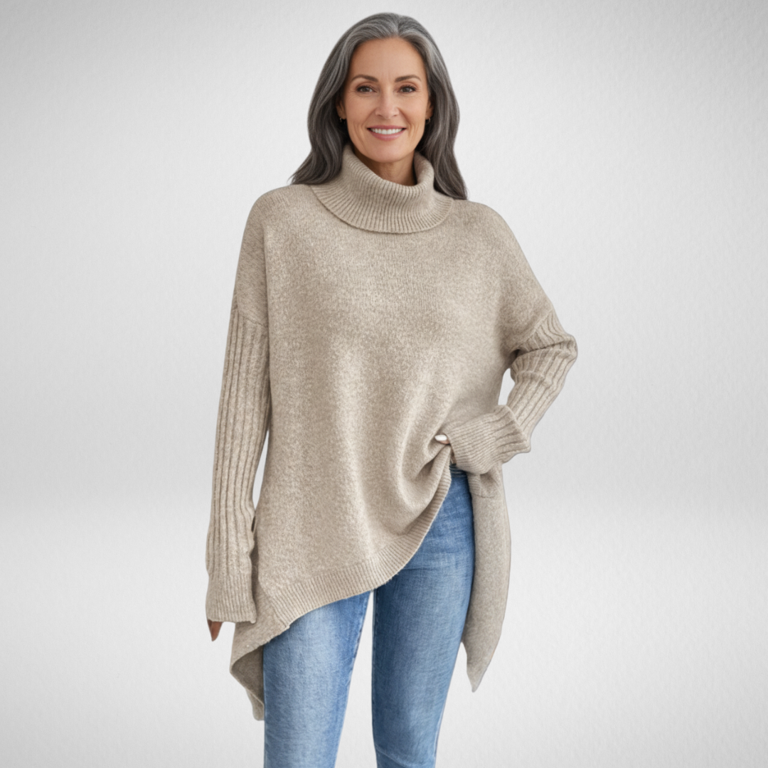 Irmtraud | Damen Oversized Rollkragenpullover aus Strick