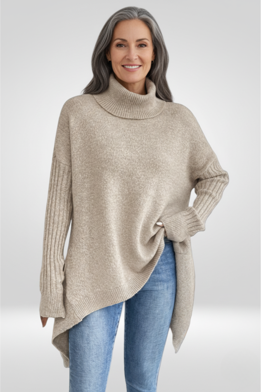 Irmtraud | Damen Oversized Rollkragenpullover aus Strick