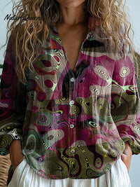 Cheryl - Bedrucktes --Shirt mit abstraktem Formen- und Linienmuster