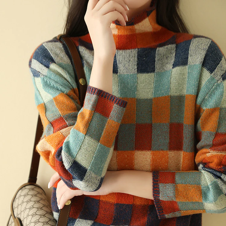 Kerensa | Bunter Karierter Strickpullover für Damen