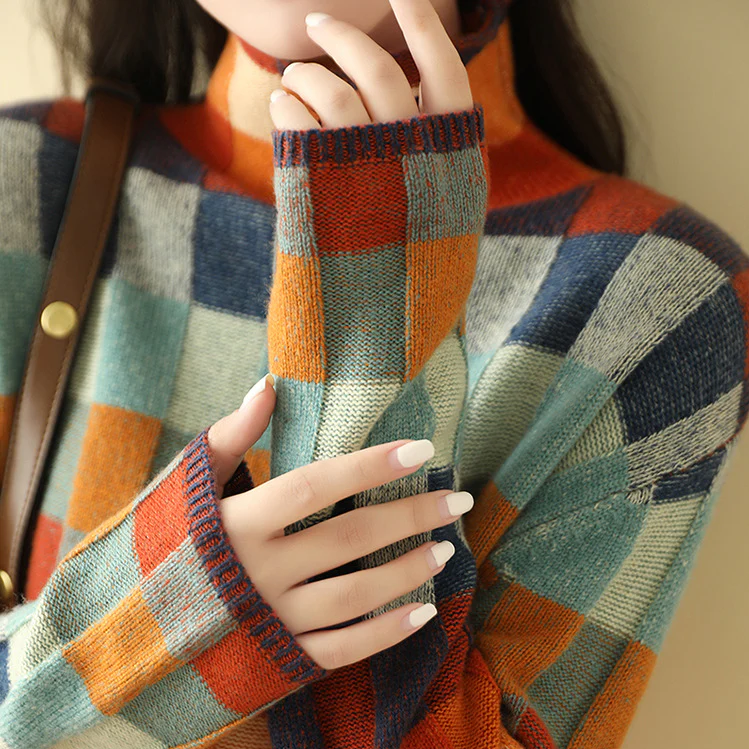 Kerensa | Bunter Karierter Strickpullover für Damen