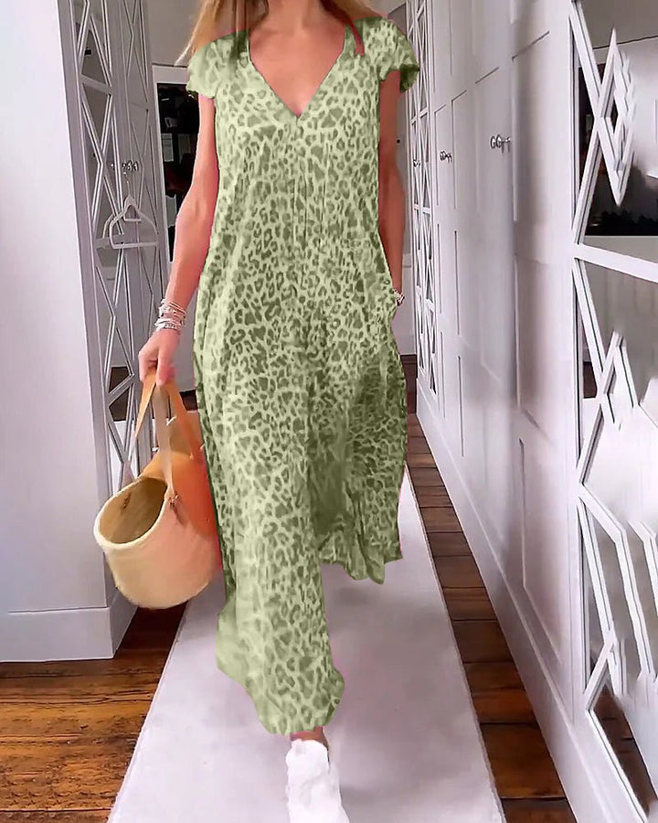 Glaiza - V-Ausschnitt Maxikleid
