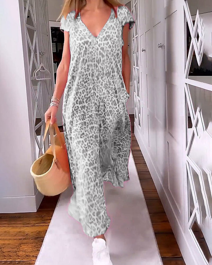 Glaiza - V-Ausschnitt Maxikleid