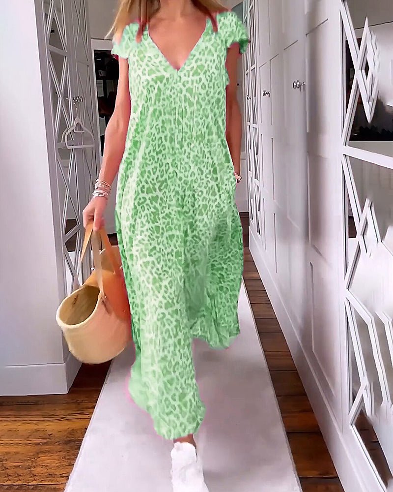 Glaiza - V-Ausschnitt Maxikleid
