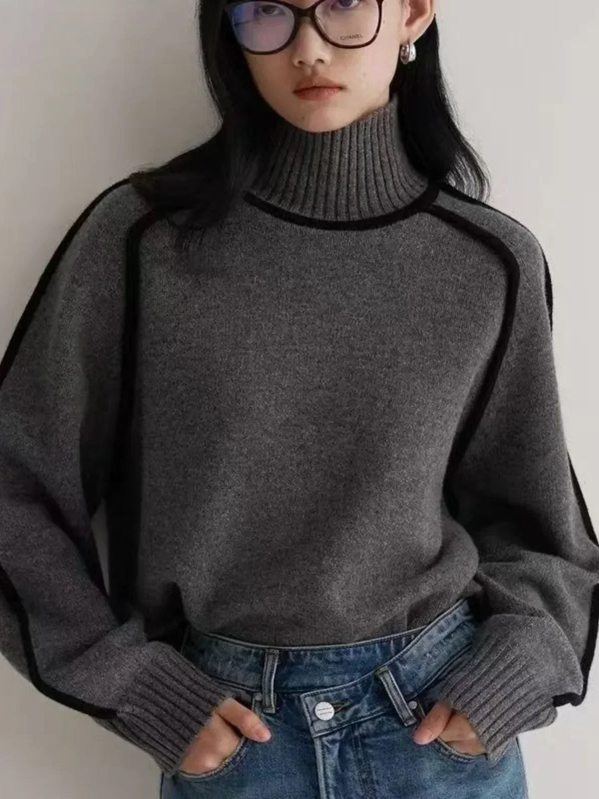 Levka | Oversized Damen Rollkragenpullover