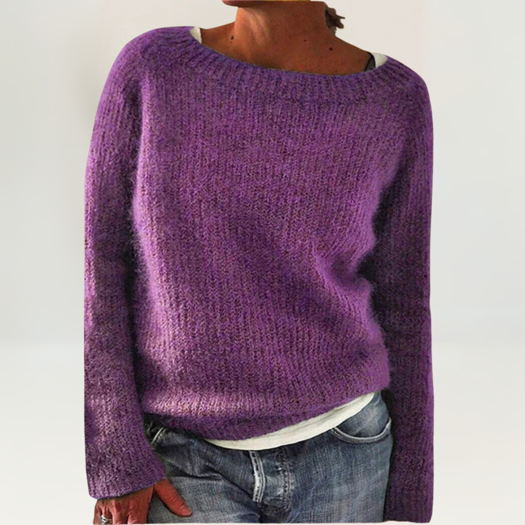 Lunara | Damen Rundhals Strickpullover mit langen Ärmeln