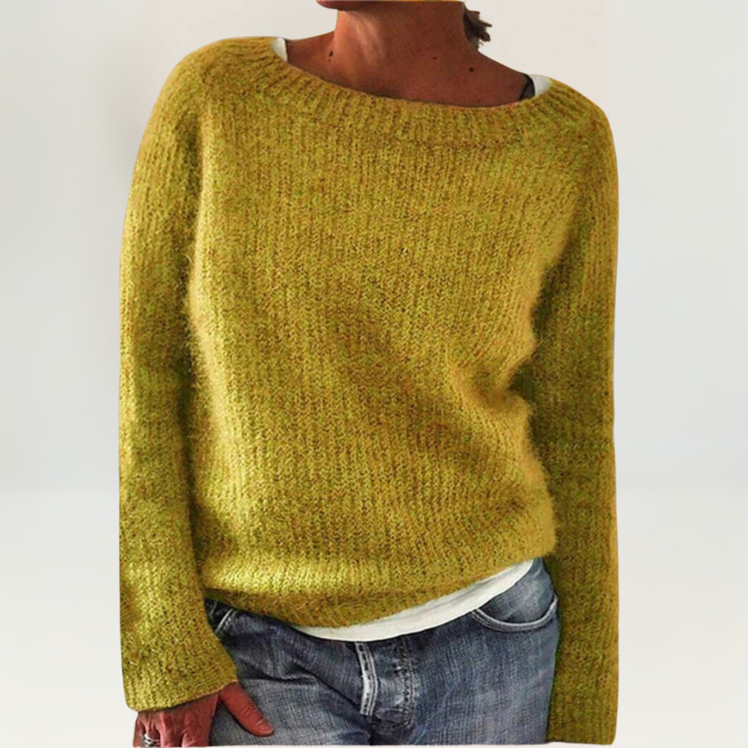 Lunara | Damen Rundhals Strickpullover mit langen Ärmeln