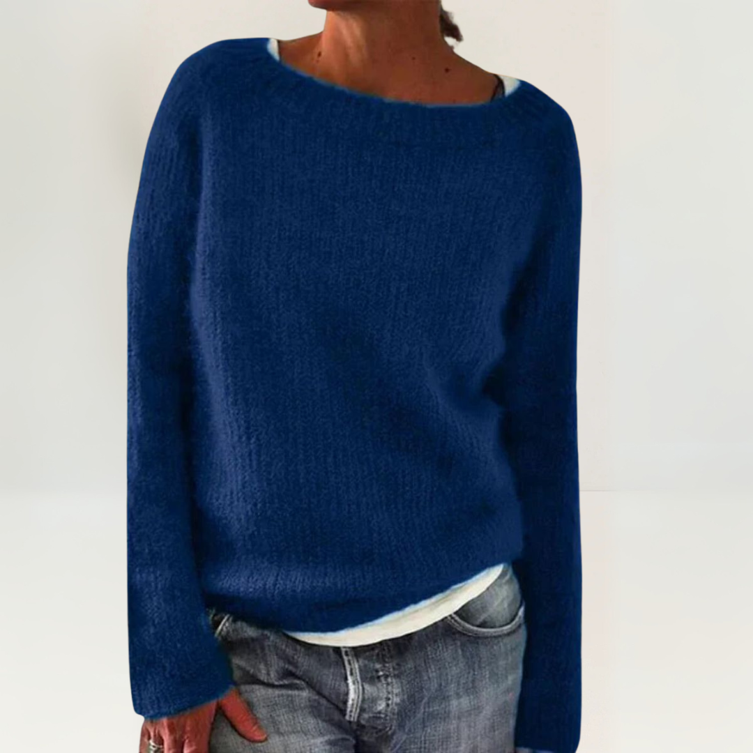 Lunara | Damen Rundhals Strickpullover mit langen Ärmeln