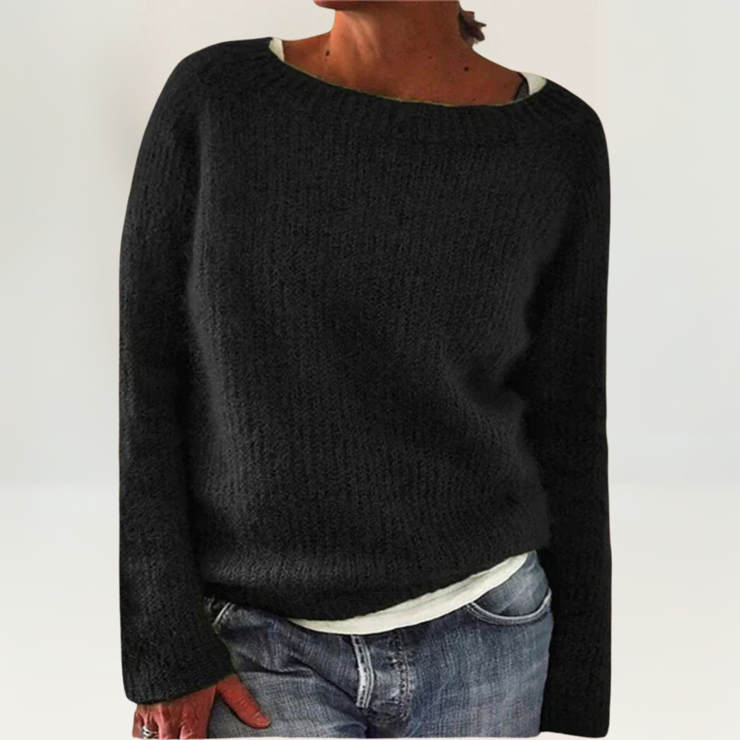 Lunara | Damen Rundhals Strickpullover mit langen Ärmeln