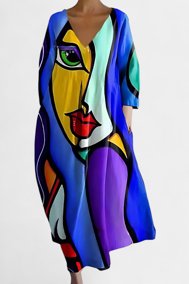 Beatrix - Bequemes V-Ausschnitt-Kleid