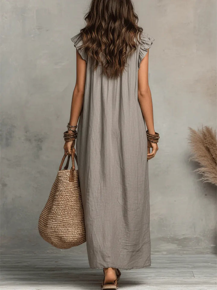 Maeve - Langes Kleid im Boho-Stil aus Leinen und Baumwolle