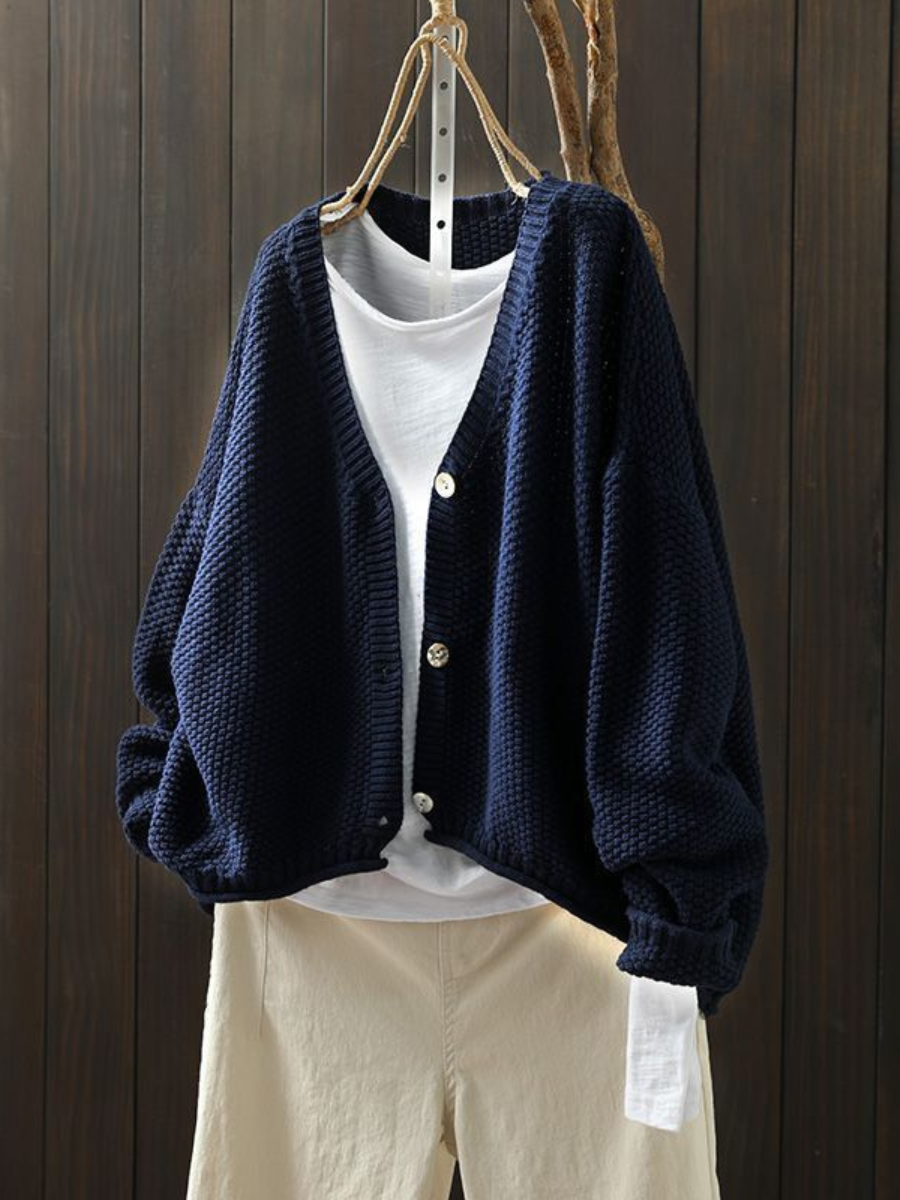Ragneid | Oversized Damen Strickjacke mit V-Ausschnitt