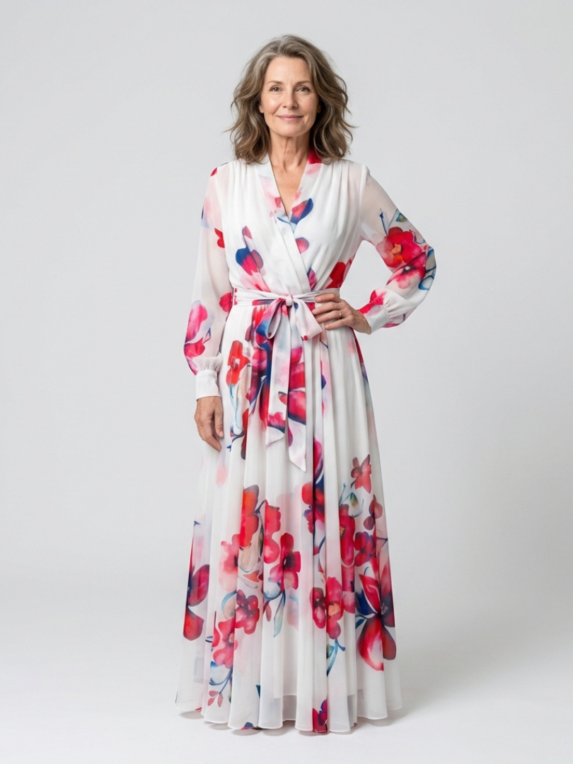 Lillian - Blumiges Maxikleid mit langen Ärmeln