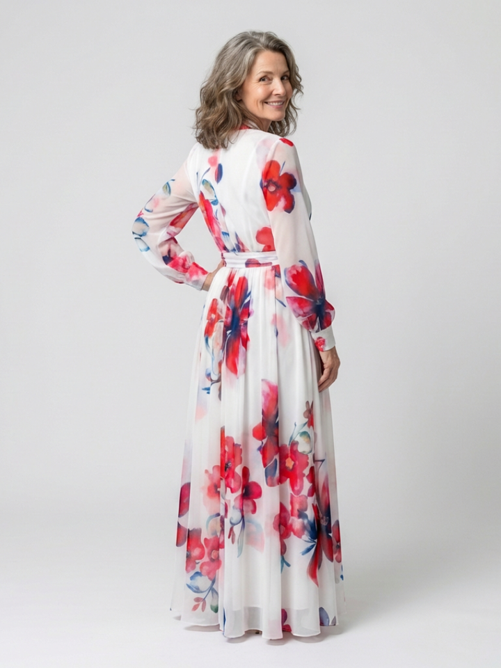 Lillian - Blumiges Maxikleid mit langen Ärmeln