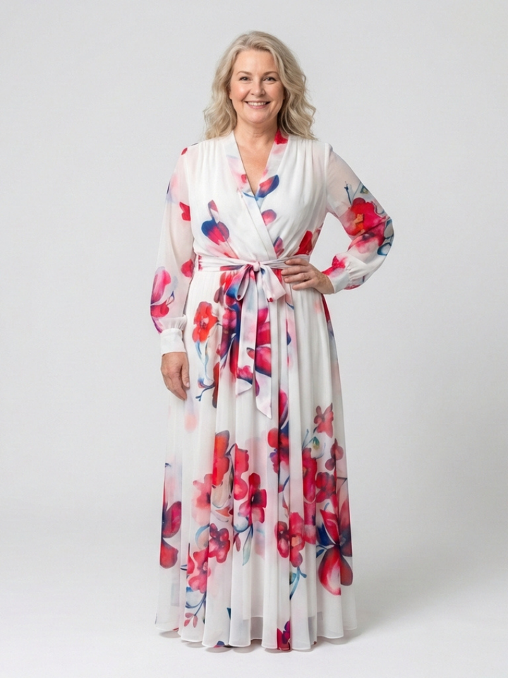 Lillian - Blumiges Maxikleid mit langen Ärmeln