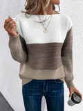 Sorilda | Oversized Damen Strickpullover im Colorblock-Design