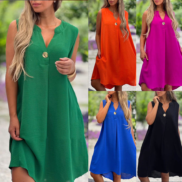 Elsie - Ärmelloses V-Ausschnitt Kleid