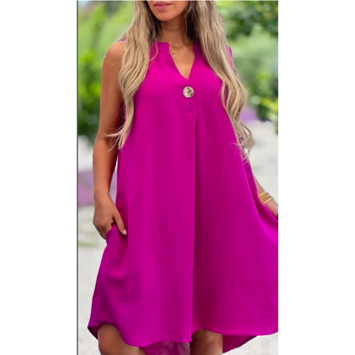 Elsie - Ärmelloses V-Ausschnitt Kleid