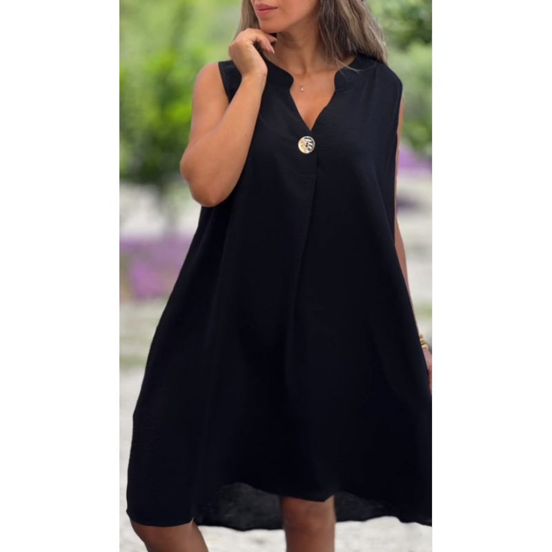 Elsie - Ärmelloses V-Ausschnitt Kleid