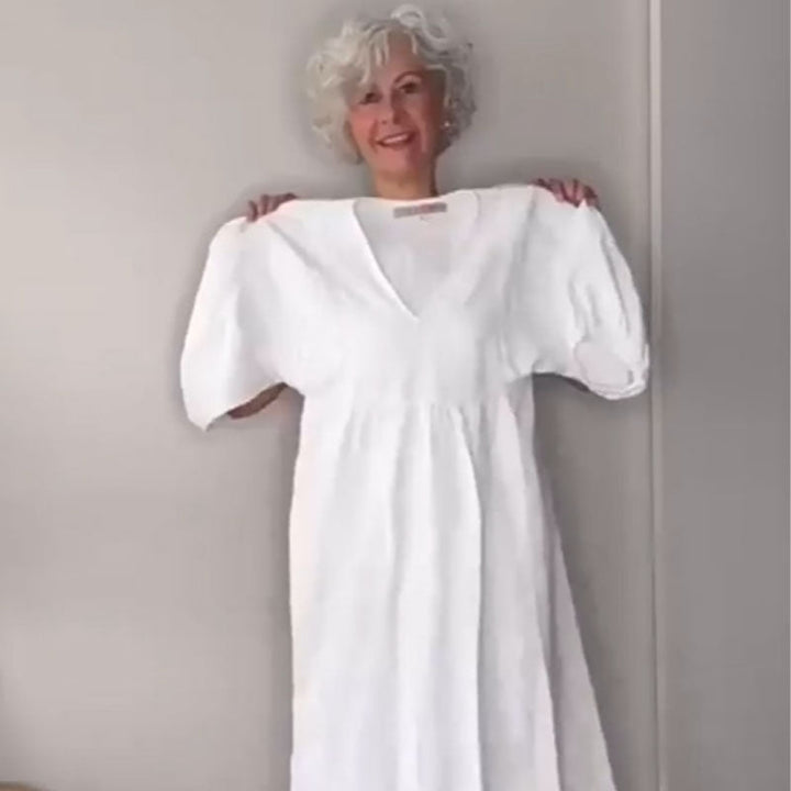 Zandrea - Lockeres Midi-Kleid mit V-Ausschnitt