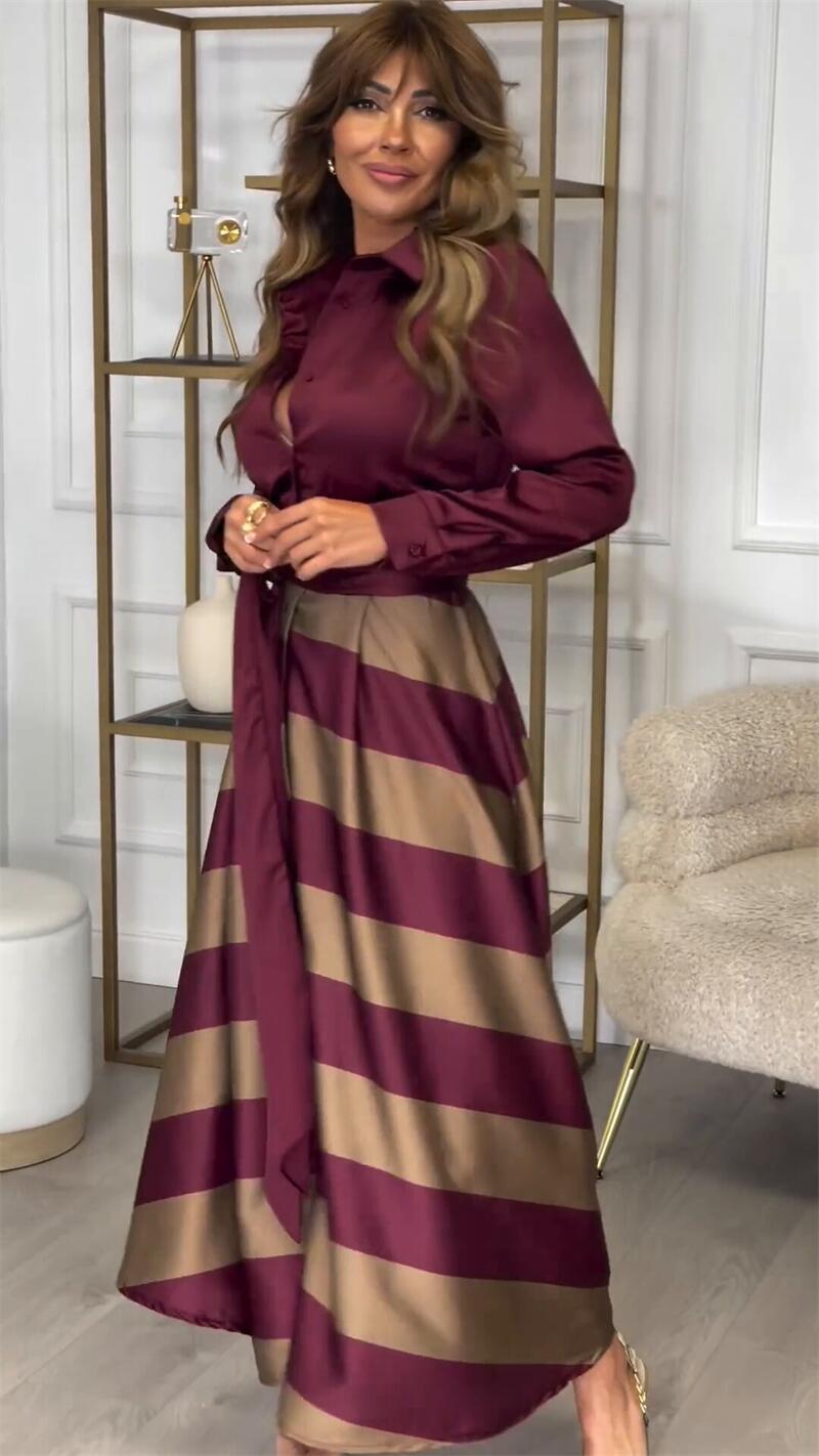 Diana - Gestreiftes Maxikleid