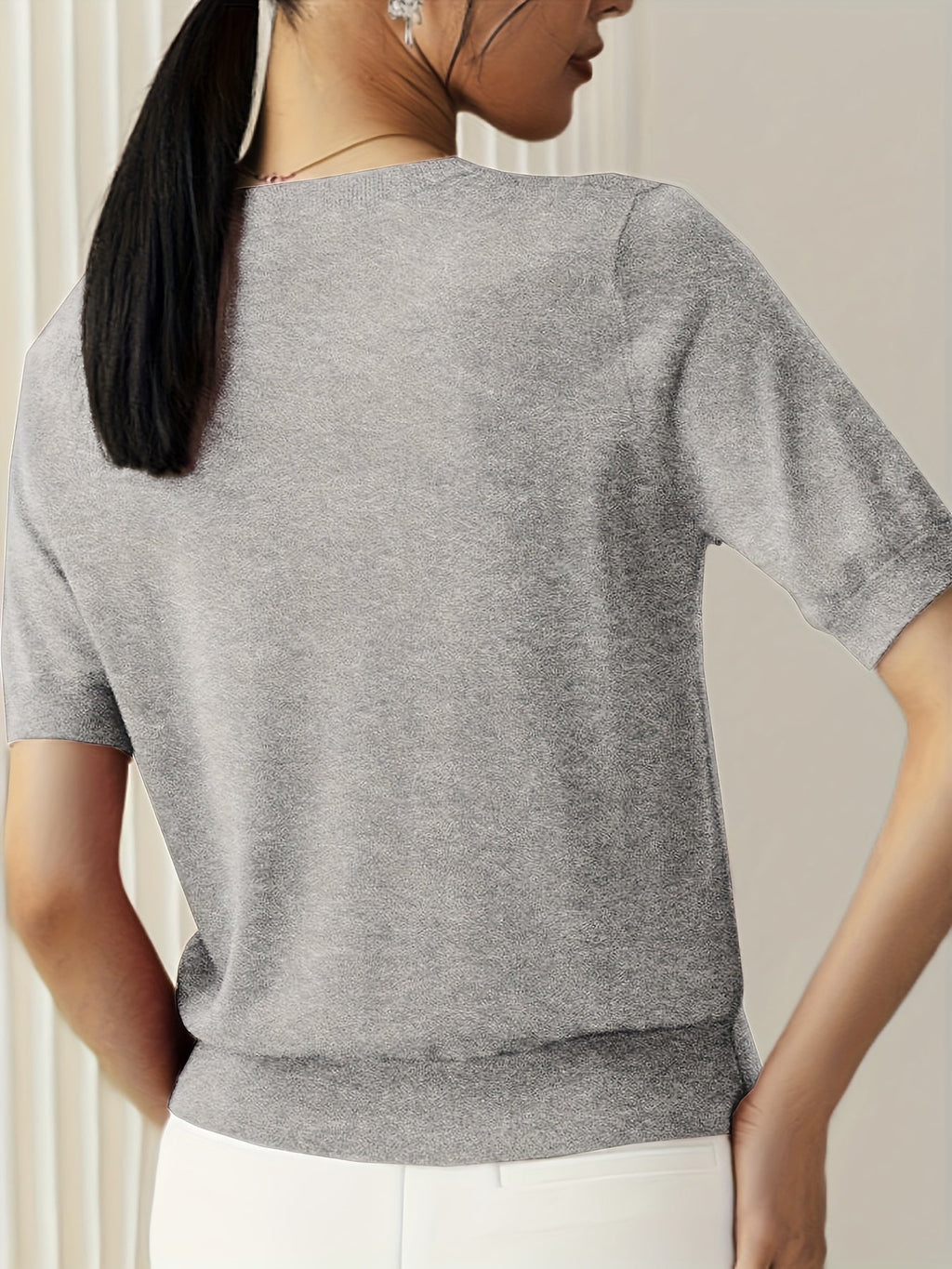 Sunniva | Damen Rundhals Kurzarm Strickpullover